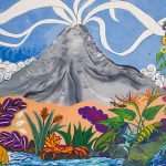Volcano Mural on the Side of a Store